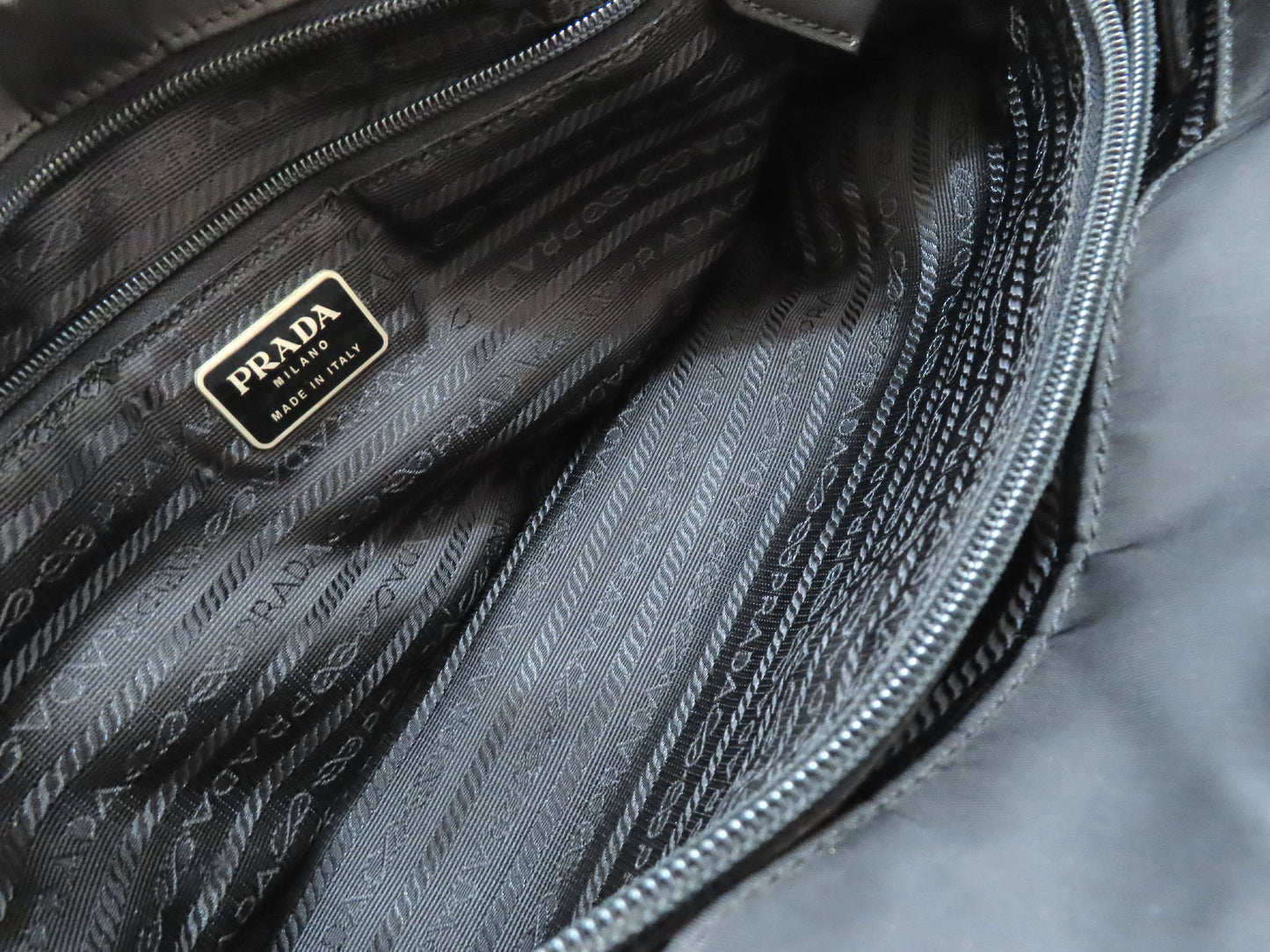 PRADA Prada Triangle Logo Tessuto Tote Bag Black Tote Bag