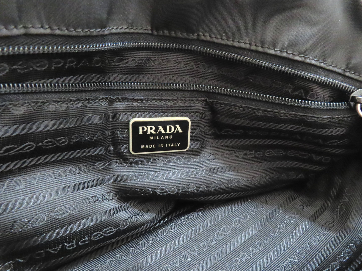PRADA Prada Triangle Logo Tessuto Tote Bag Black Tote Bag