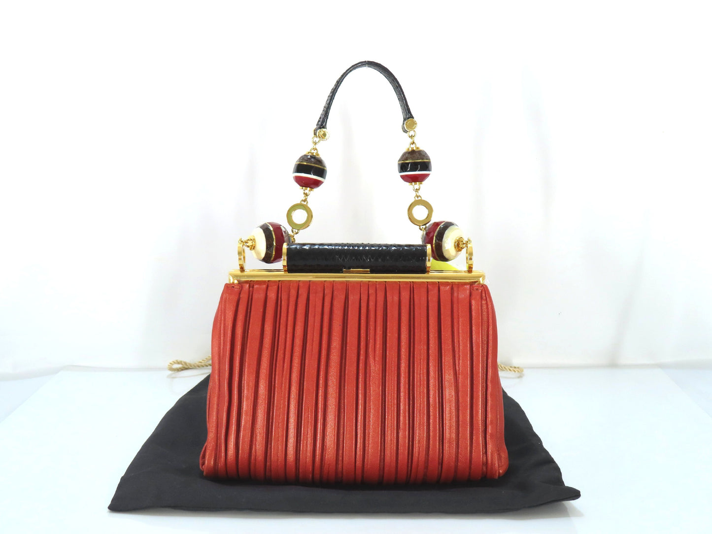 BVLGARI Bulgari Leather x Python Handbag Orange Handbag