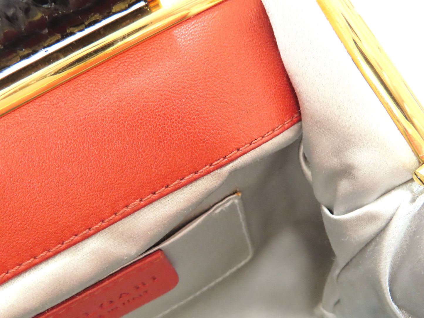 BVLGARI Bulgari Leather x Python Handbag Orange Handbag