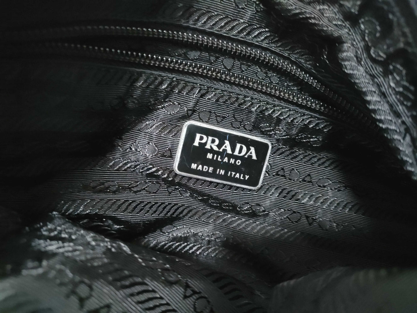 PRADA Nylon Prada Triangle Logo Plate Tessuto Body Bag Black Shoulder Bag