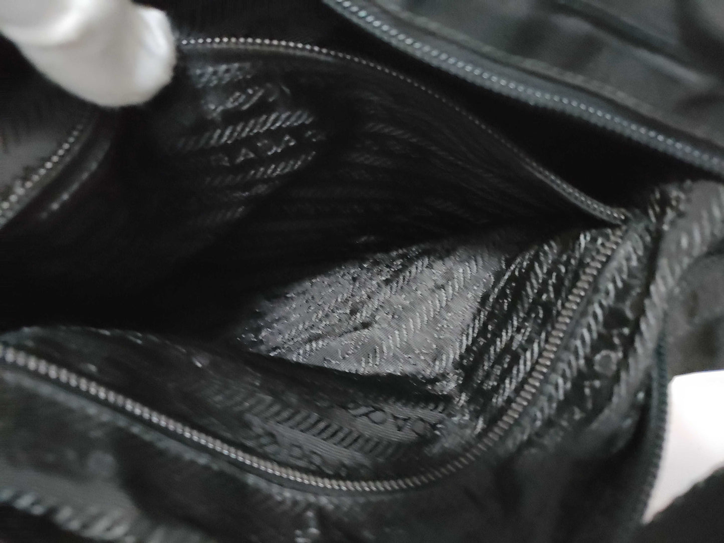 PRADA Nylon Prada Triangle Logo Plate Tessuto Body Bag Black Shoulder Bag
