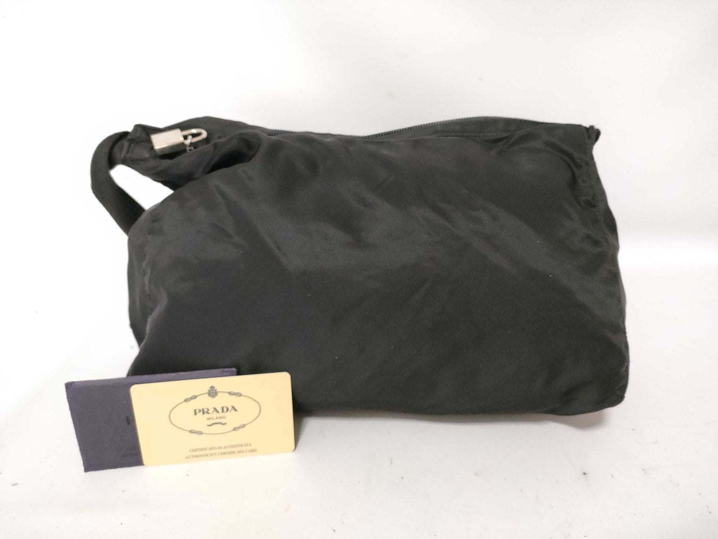 PRADA Nylon Prada Triangle Logo Plate Tessuto Body Bag Black Shoulder Bag