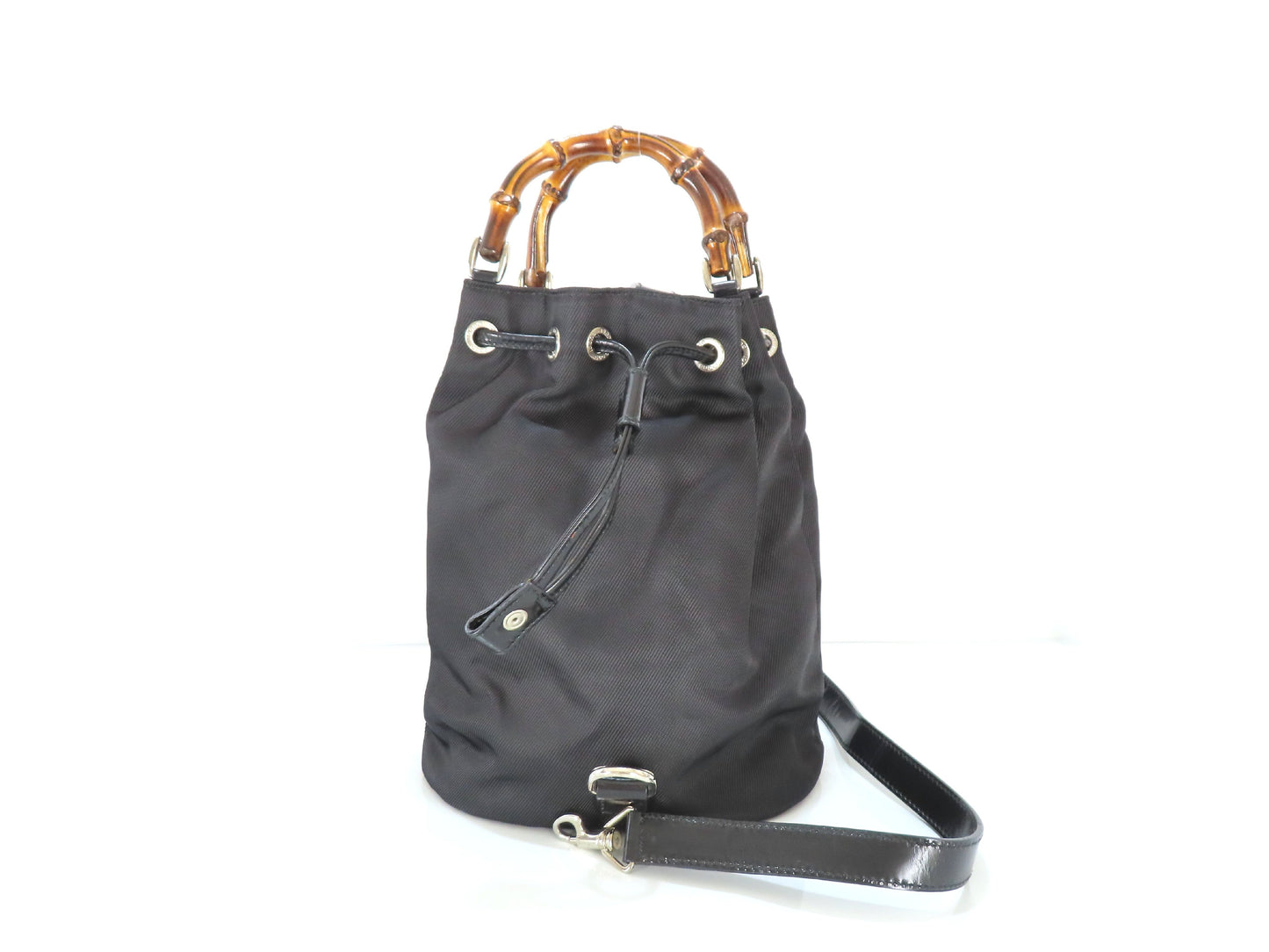 GUCCI Bamboo Gucci Bamboo Nylon Canvas 2-Way Handbag 003・2854・0060・5 Black Handbag