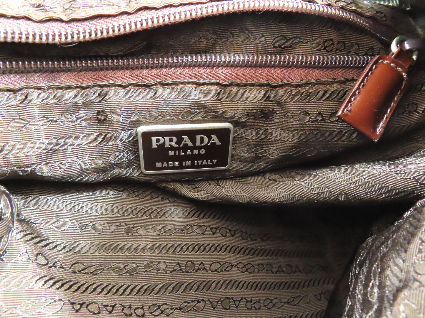 PRADA Prada Triangle Plate Tessuto Backpack Green Backpack