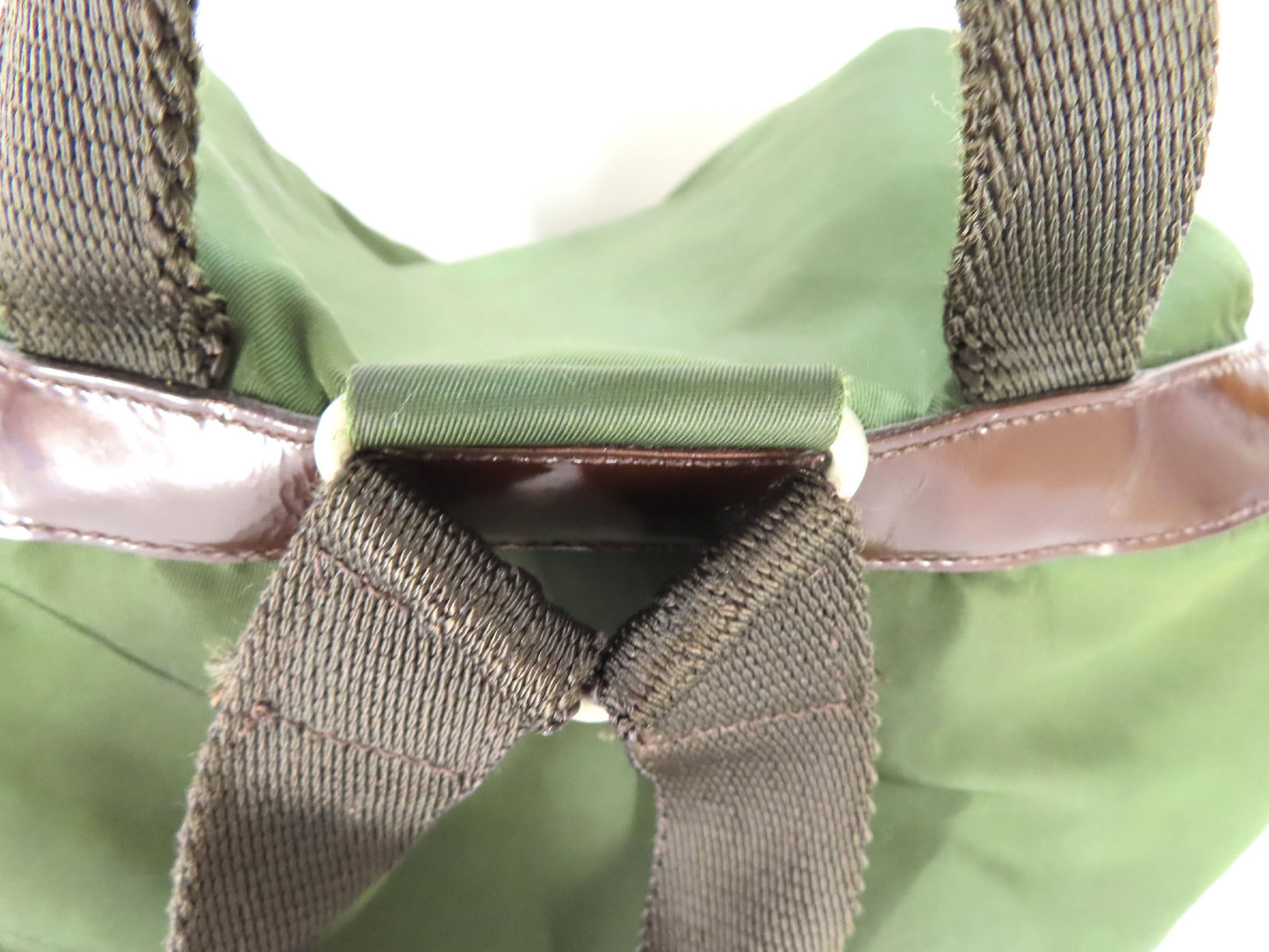 PRADA Prada Triangle Plate Tessuto Backpack Green Backpack