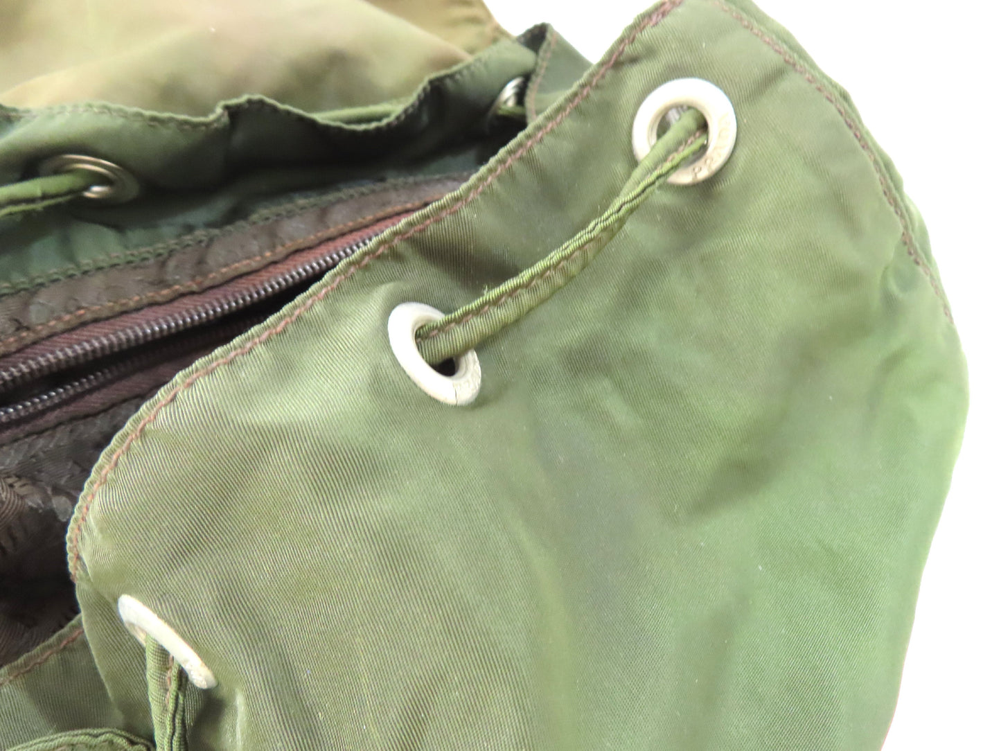 PRADA Prada Triangle Plate Tessuto Backpack Green Backpack