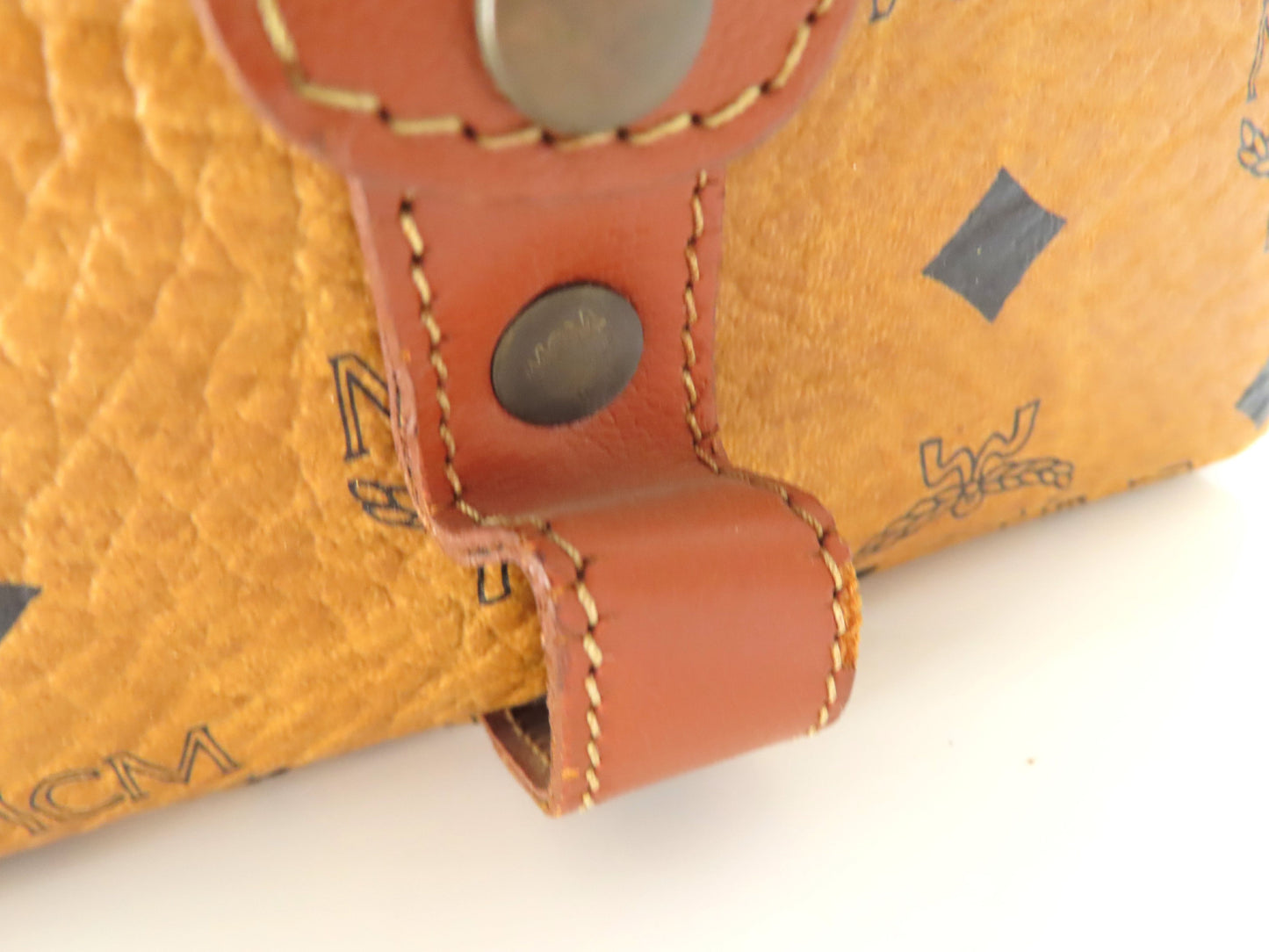 MCM Visetos Leather Second Bag, Camel