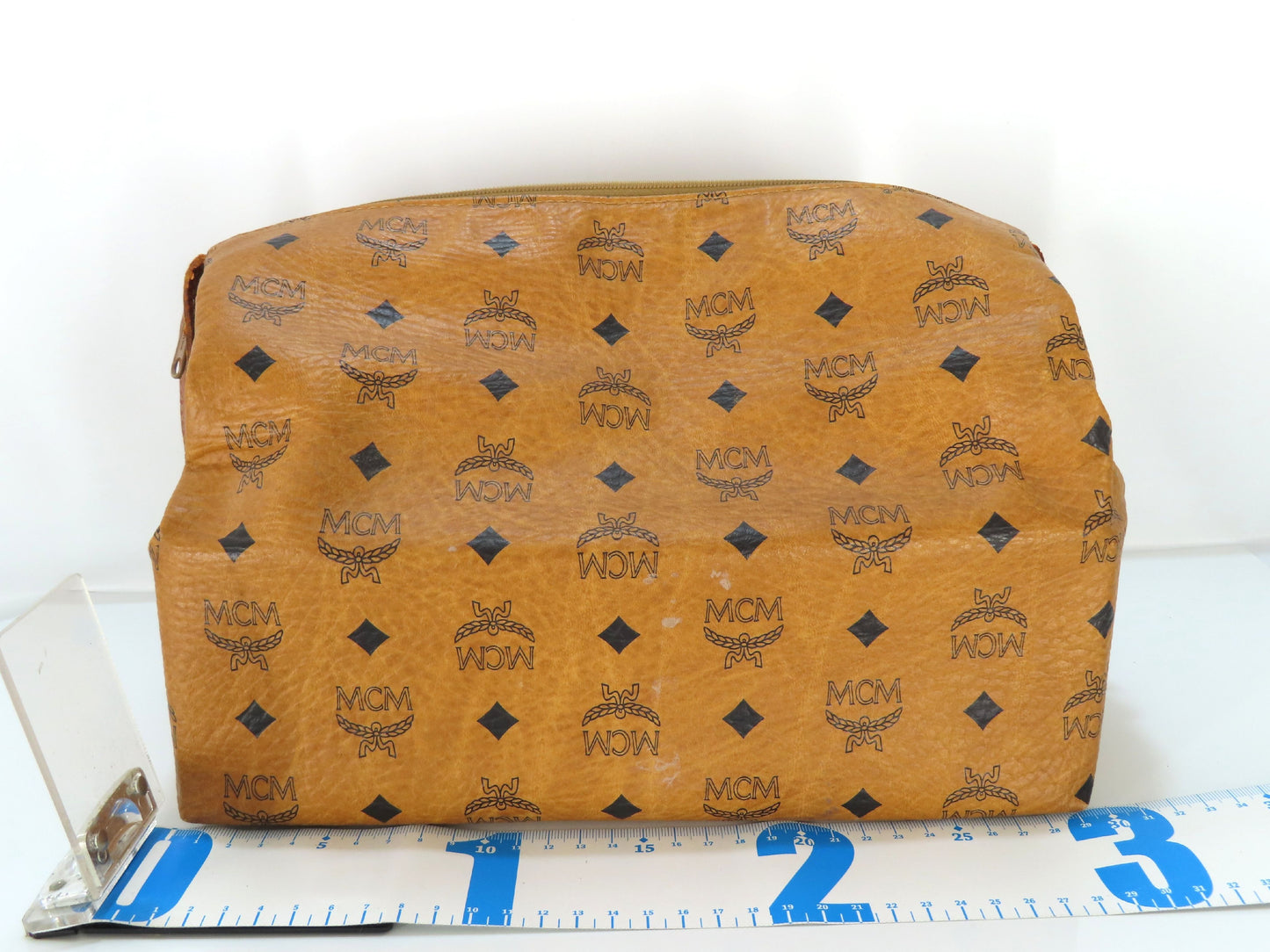 MCM Visetos Leather Second Bag, Camel