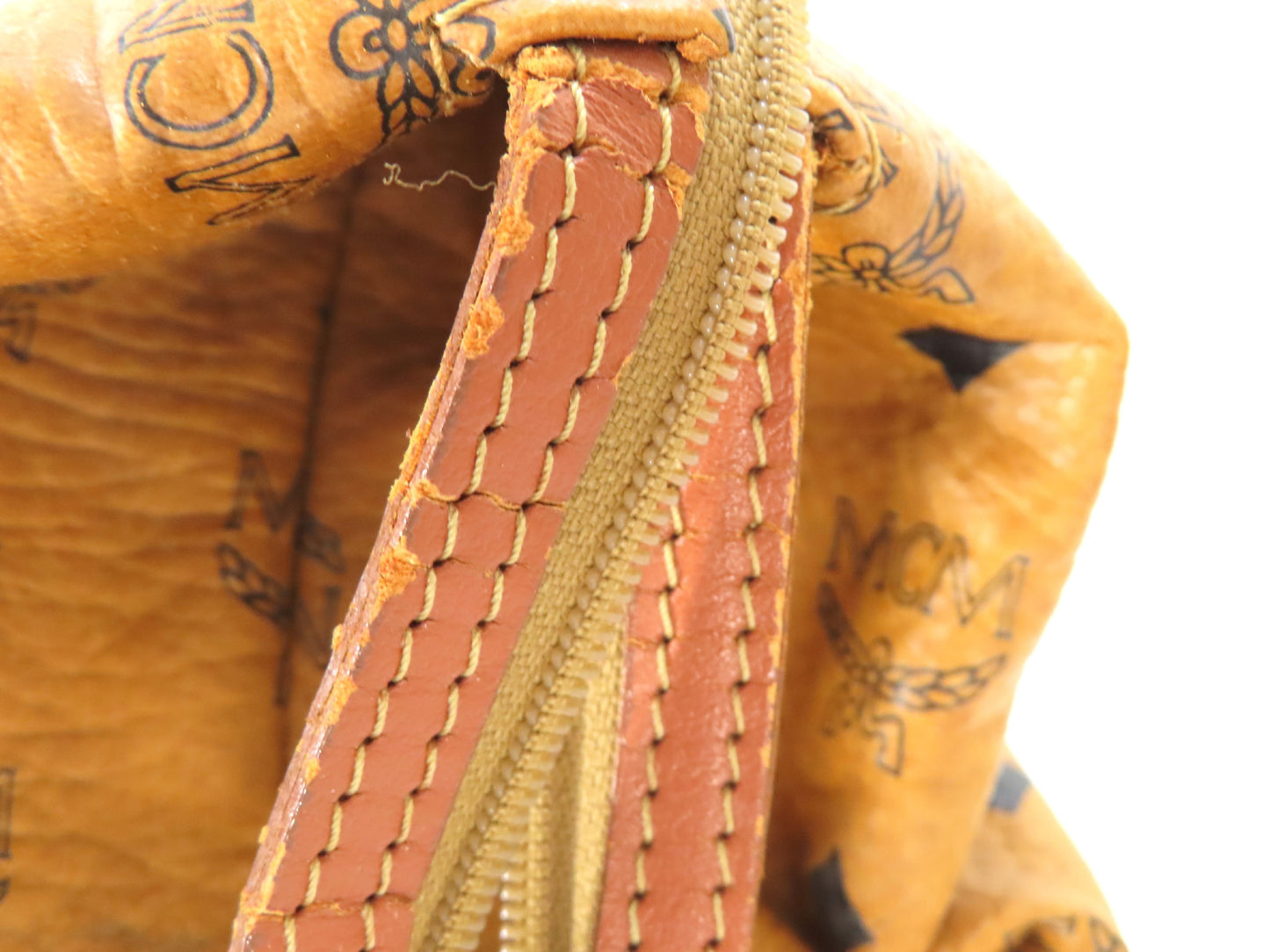 MCM Visetos Leather Second Bag, Camel