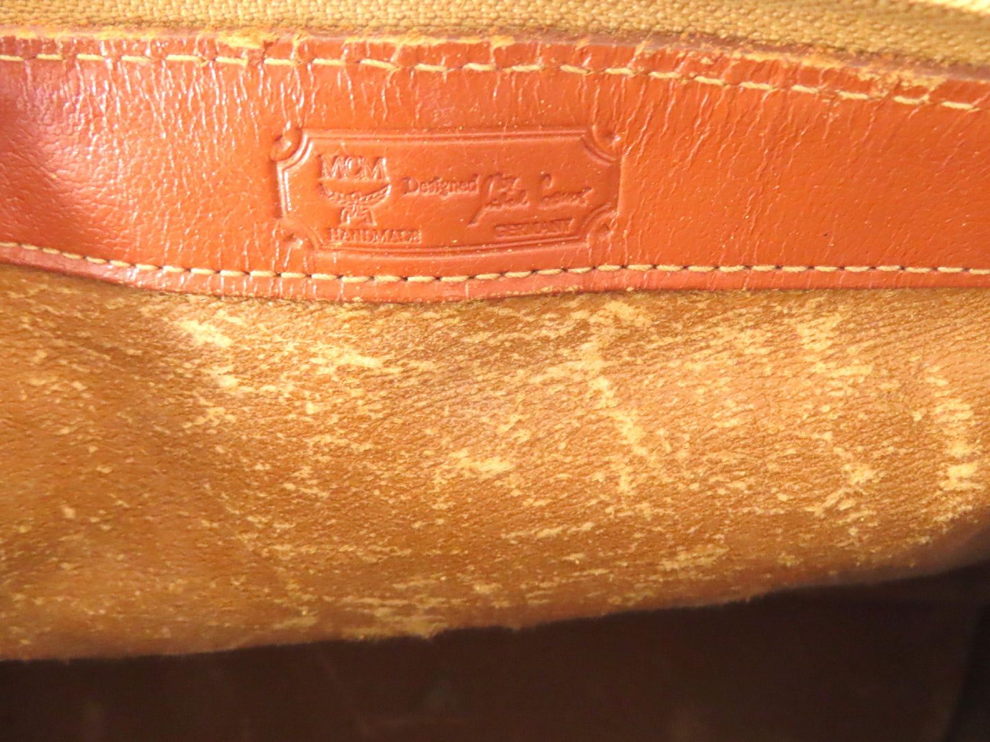 MCM Visetos Leather Second Bag, Camel