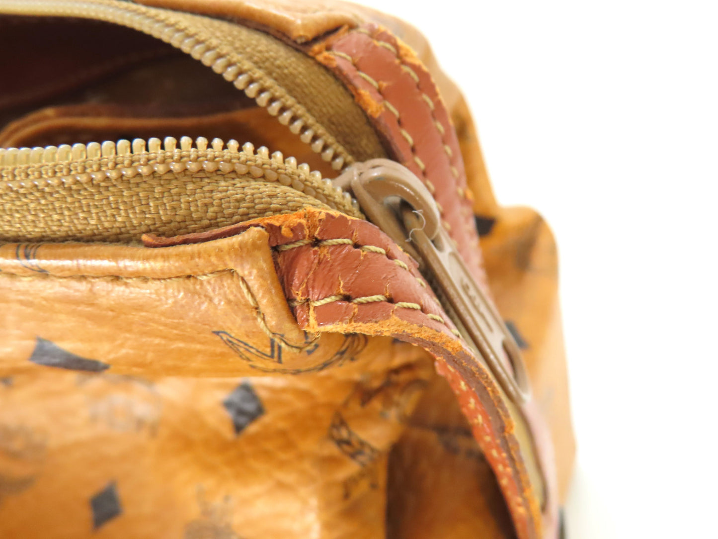 MCM Visetos Leather Second Bag, Camel