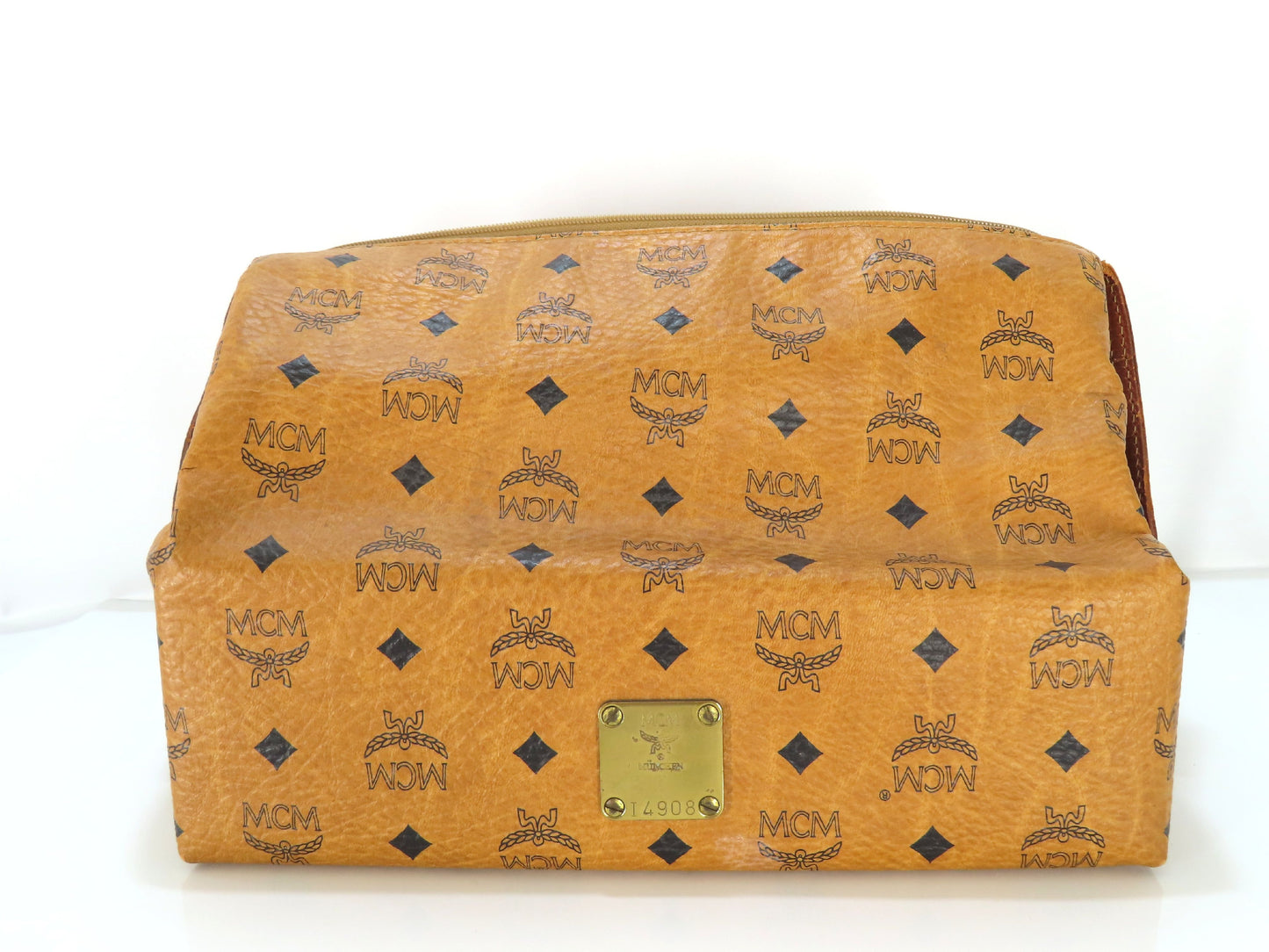 MCM Visetos Leather Second Bag, Camel