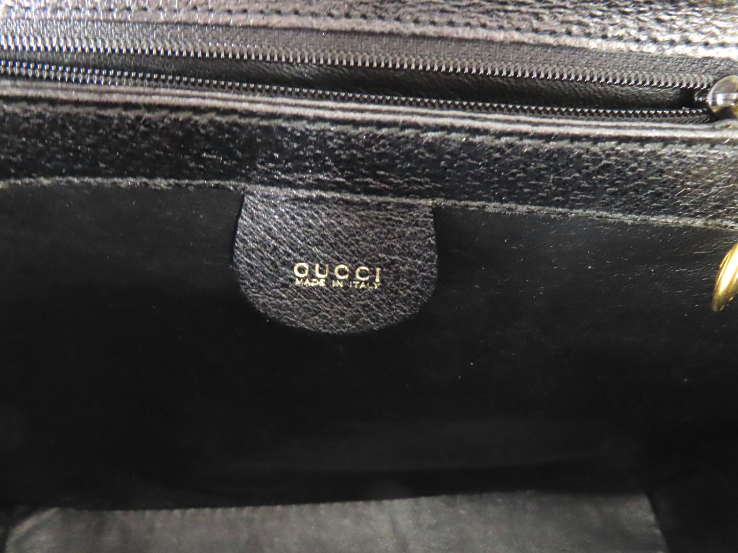 GUCCI Bamboo Leather 2-Way Handbag 000・2046・0175 Black Handbag