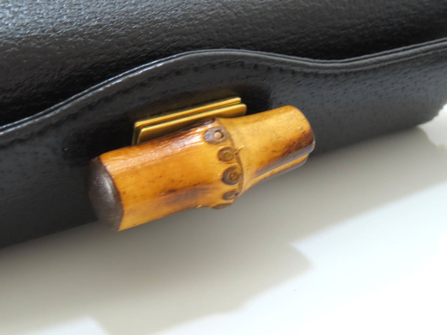 GUCCI Bamboo Leather 2-Way Handbag 000・2046・0175 Black Handbag