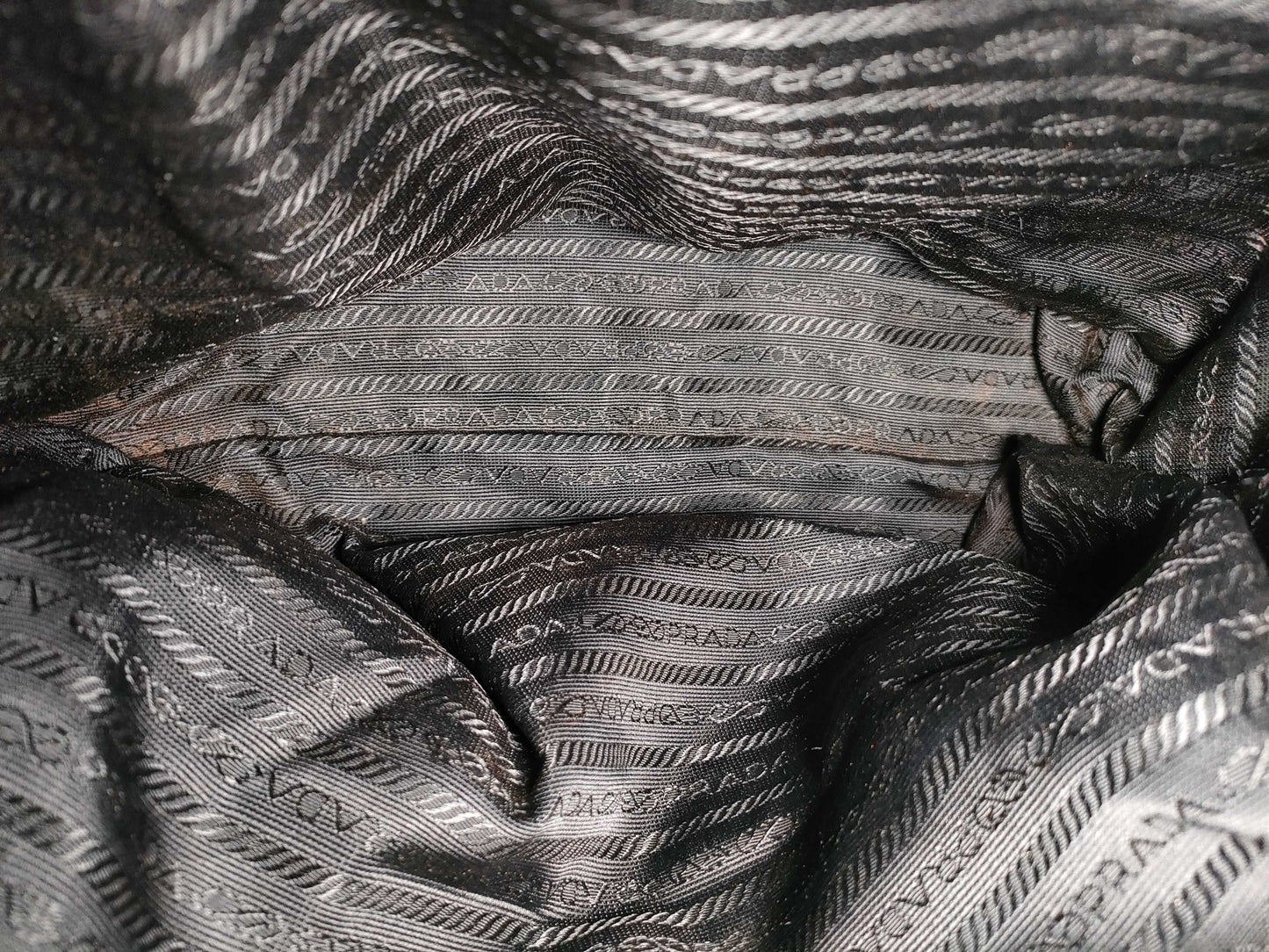 PRADA Nylon Prada Triangle Logo Plate Tessuto Tote Bag Black Tote Bag