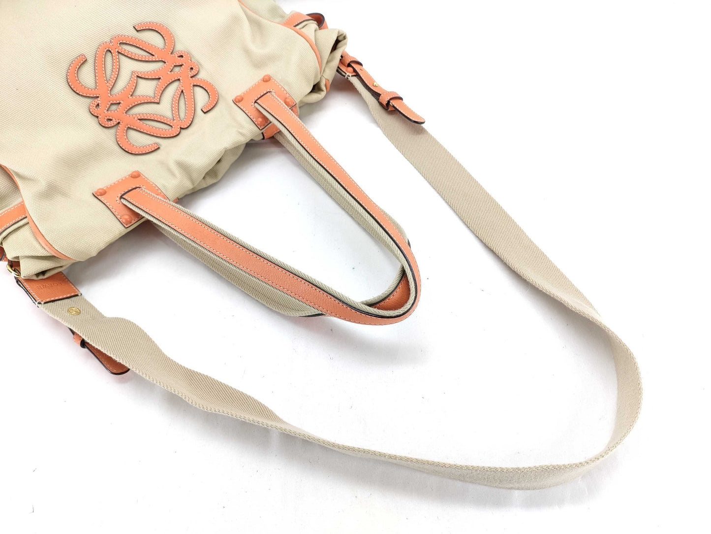 LOEWE Anagram Canvas 2-Way Tote Bag, Beige x Orange, Shoulder Bag