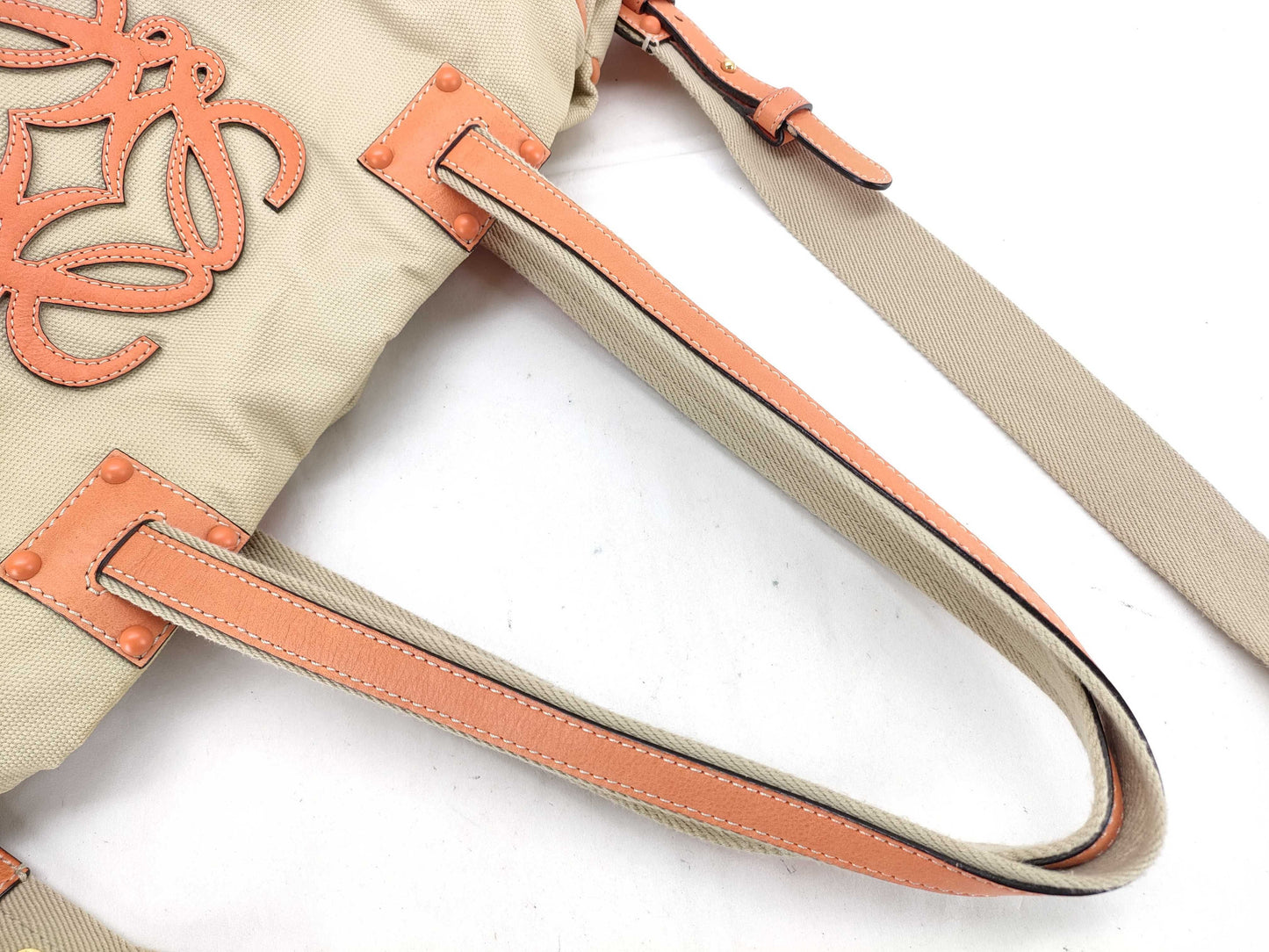 LOEWE Anagram Canvas 2-Way Tote Bag, Beige x Orange, Shoulder Bag