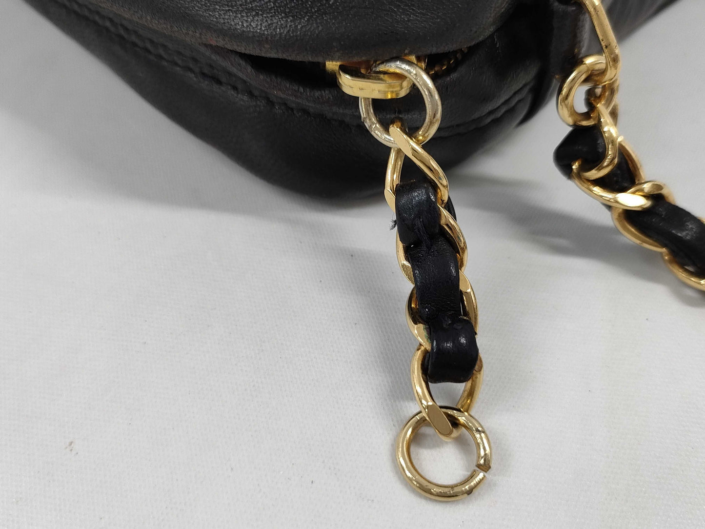 CHANEL Matelasse Lambskin Chain Shoulder Bag with Unclear Serial Number, Black
