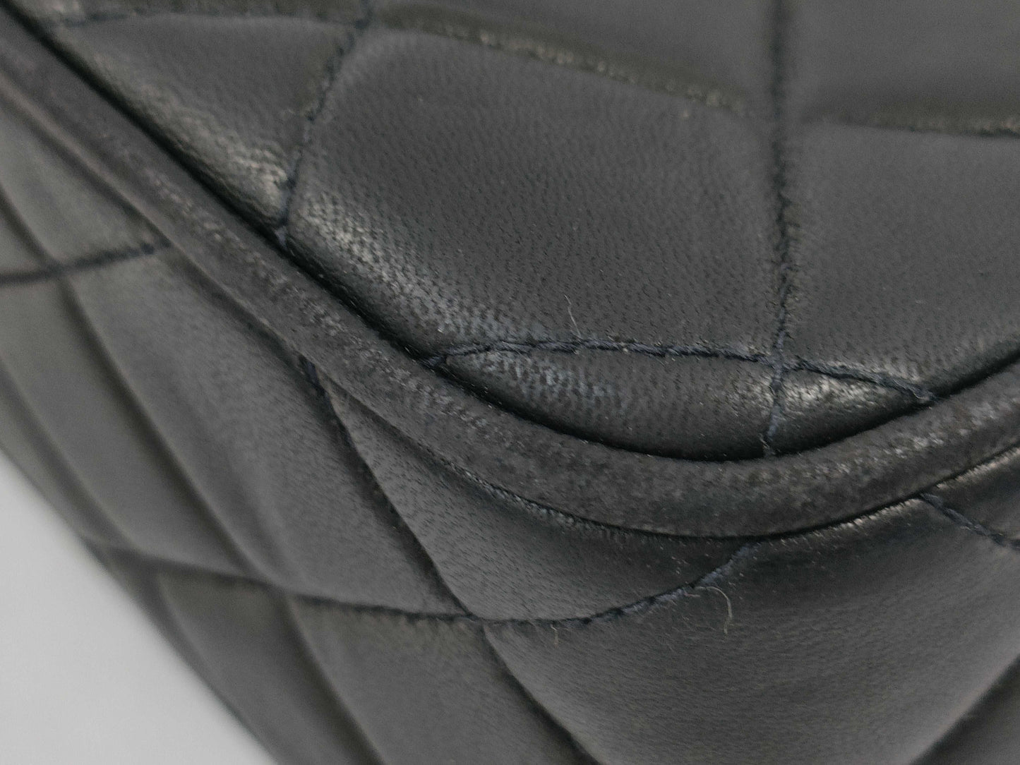 CHANEL Matelasse Lambskin Chain Shoulder Bag with Unclear Serial Number, Black