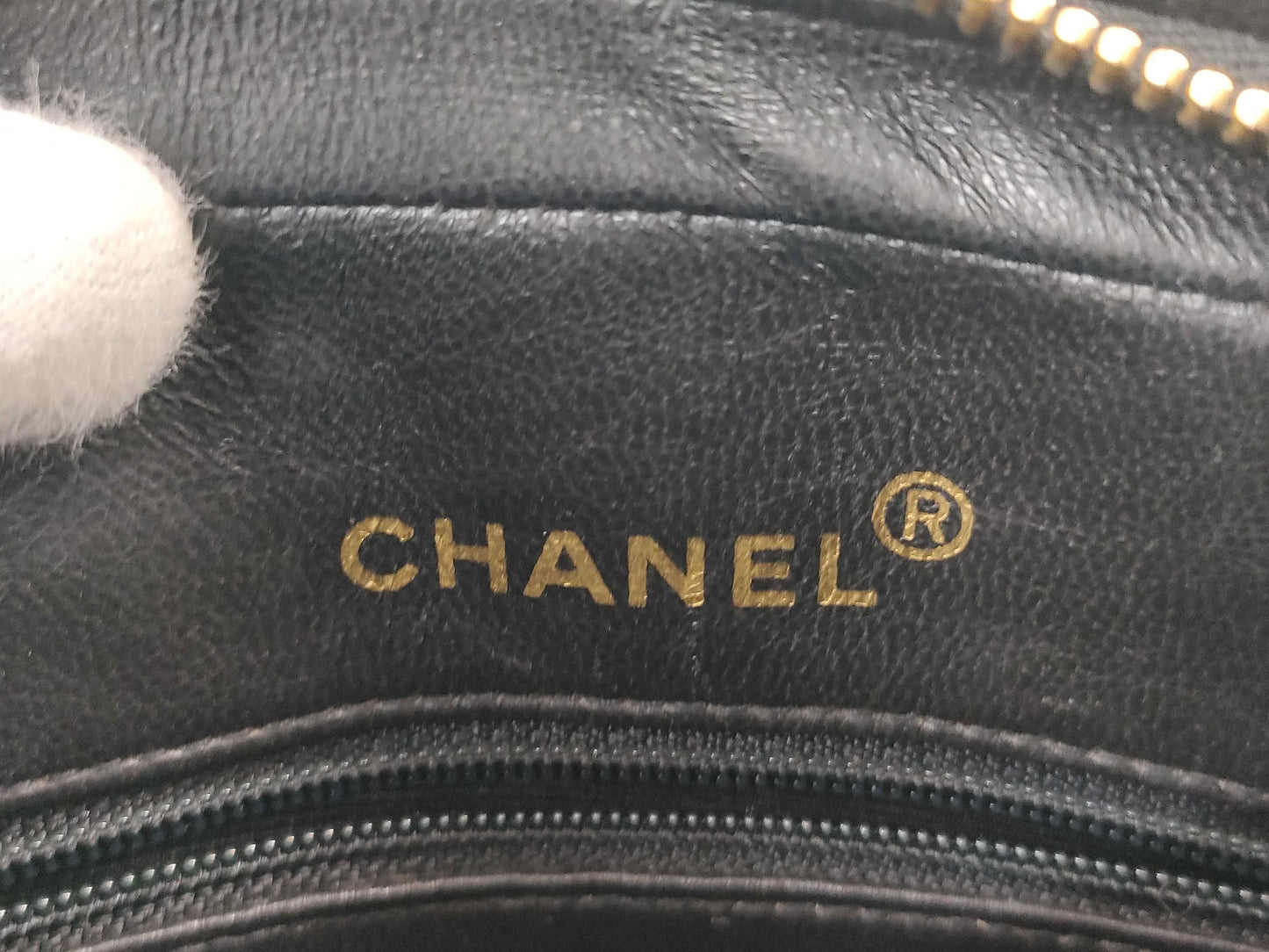 CHANEL Matelasse Lambskin Chain Shoulder Bag with Unclear Serial Number, Black