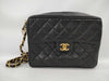CHANEL Matelasse Lambskin Chain Shoulder Bag with Unclear Serial Number, Black