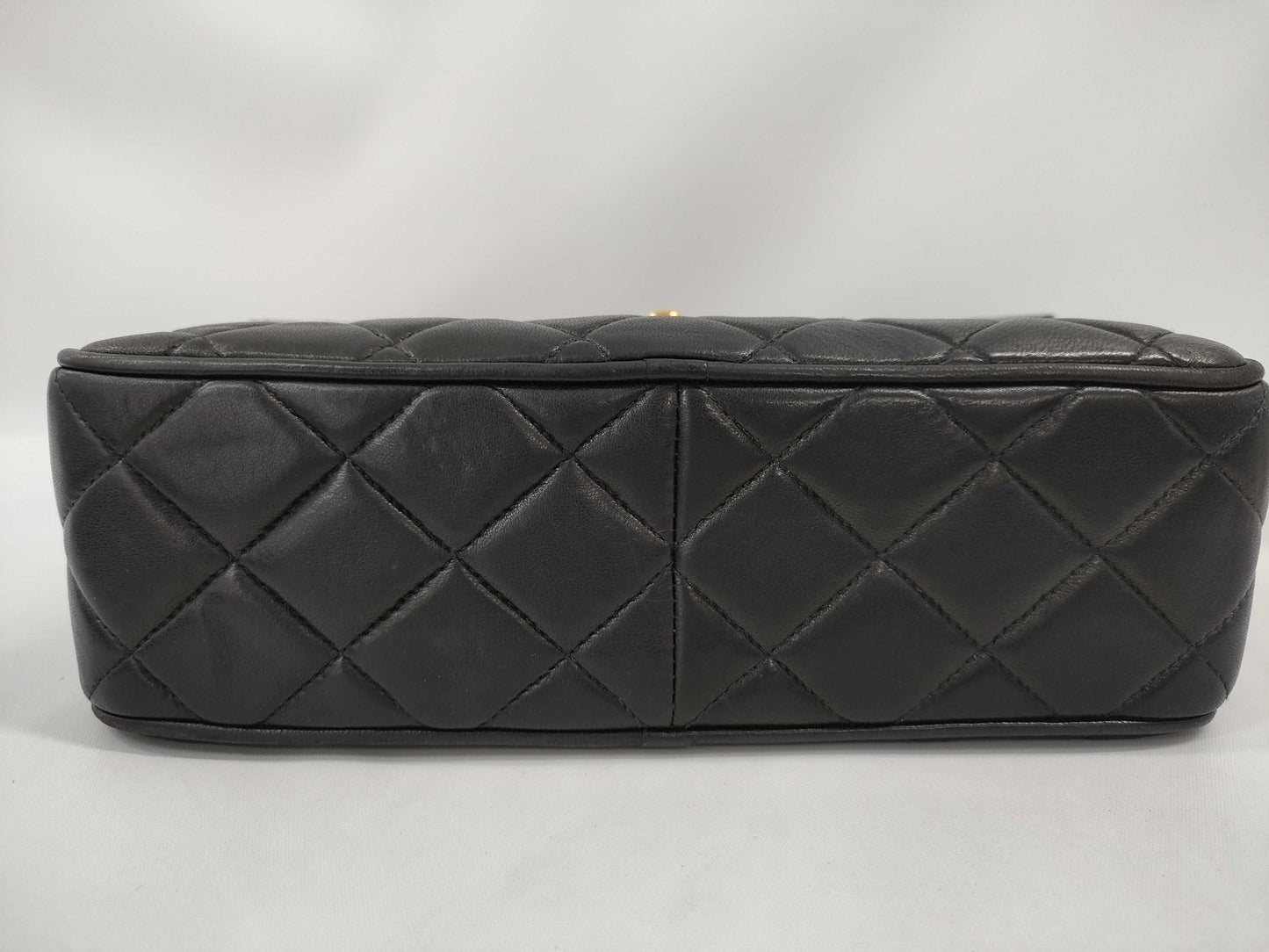 CHANEL Matelasse Lambskin Chain Shoulder Bag with Unclear Serial Number, Black