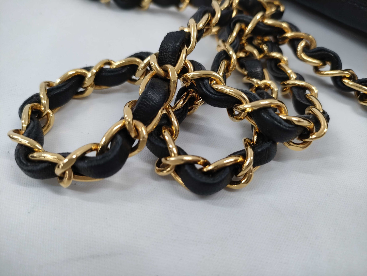 CHANEL Matelasse Lambskin Chain Shoulder Bag with Unclear Serial Number, Black