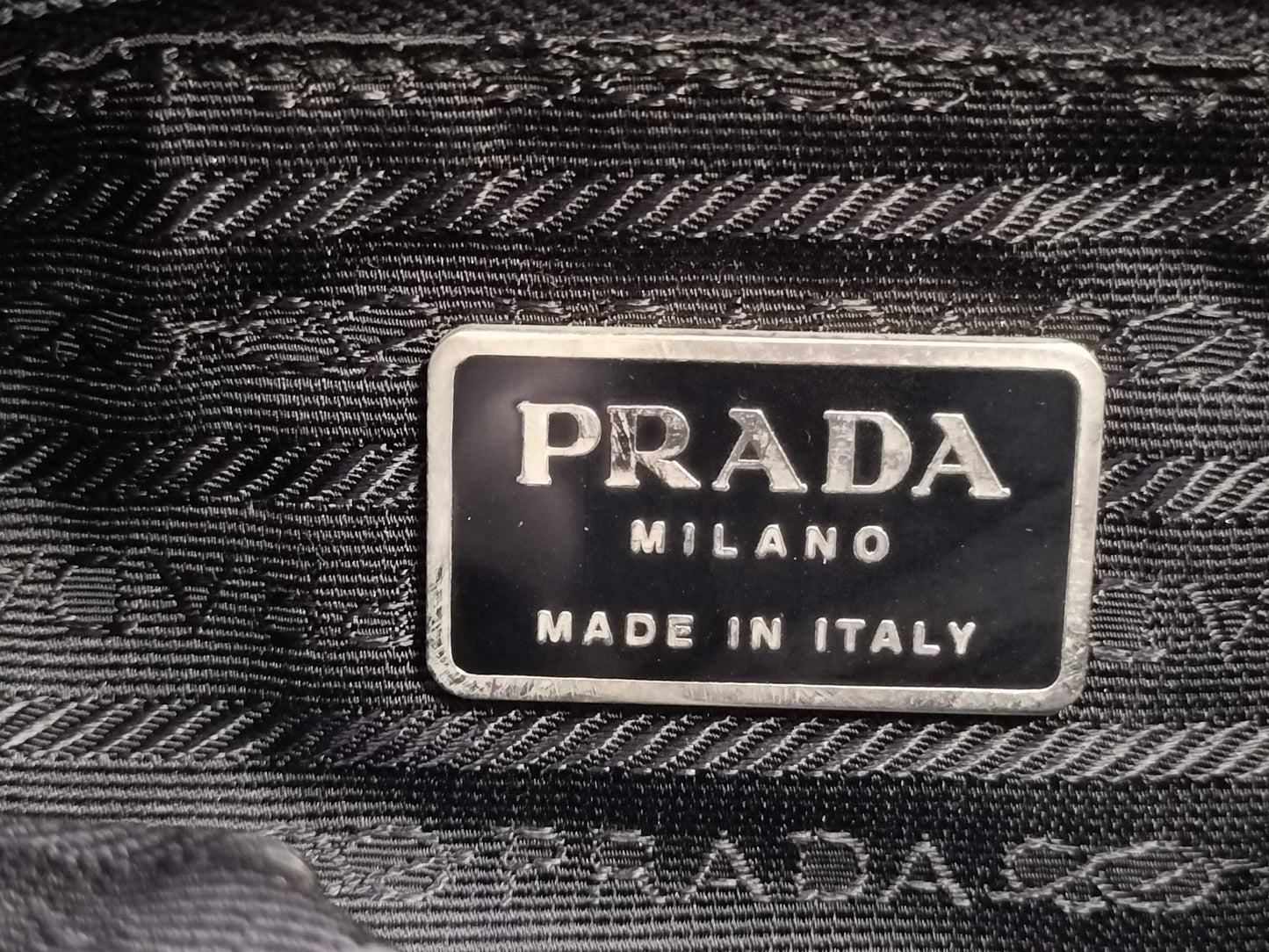 PRADA Nylon Prada Triangle Logo Plate Tessuto Tote Bag B6243 Black Tote Bag