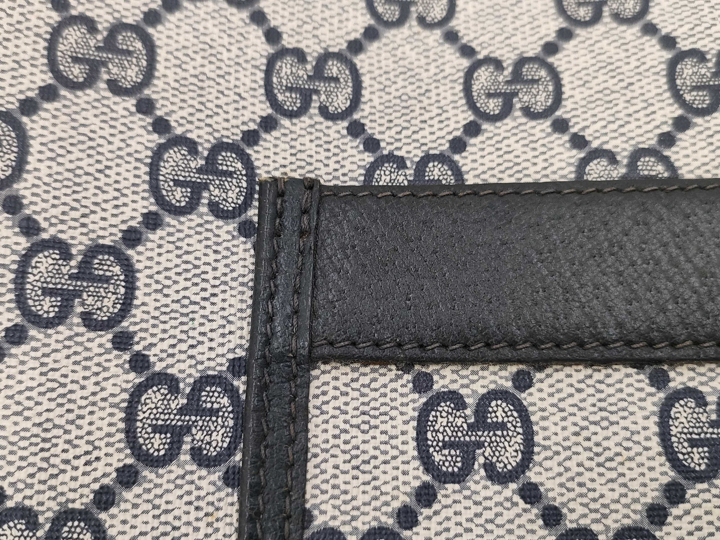 GUCCI Sherry Line GG Supreme Tote Bag 904.02.003 Gray x Navy Tote Bag