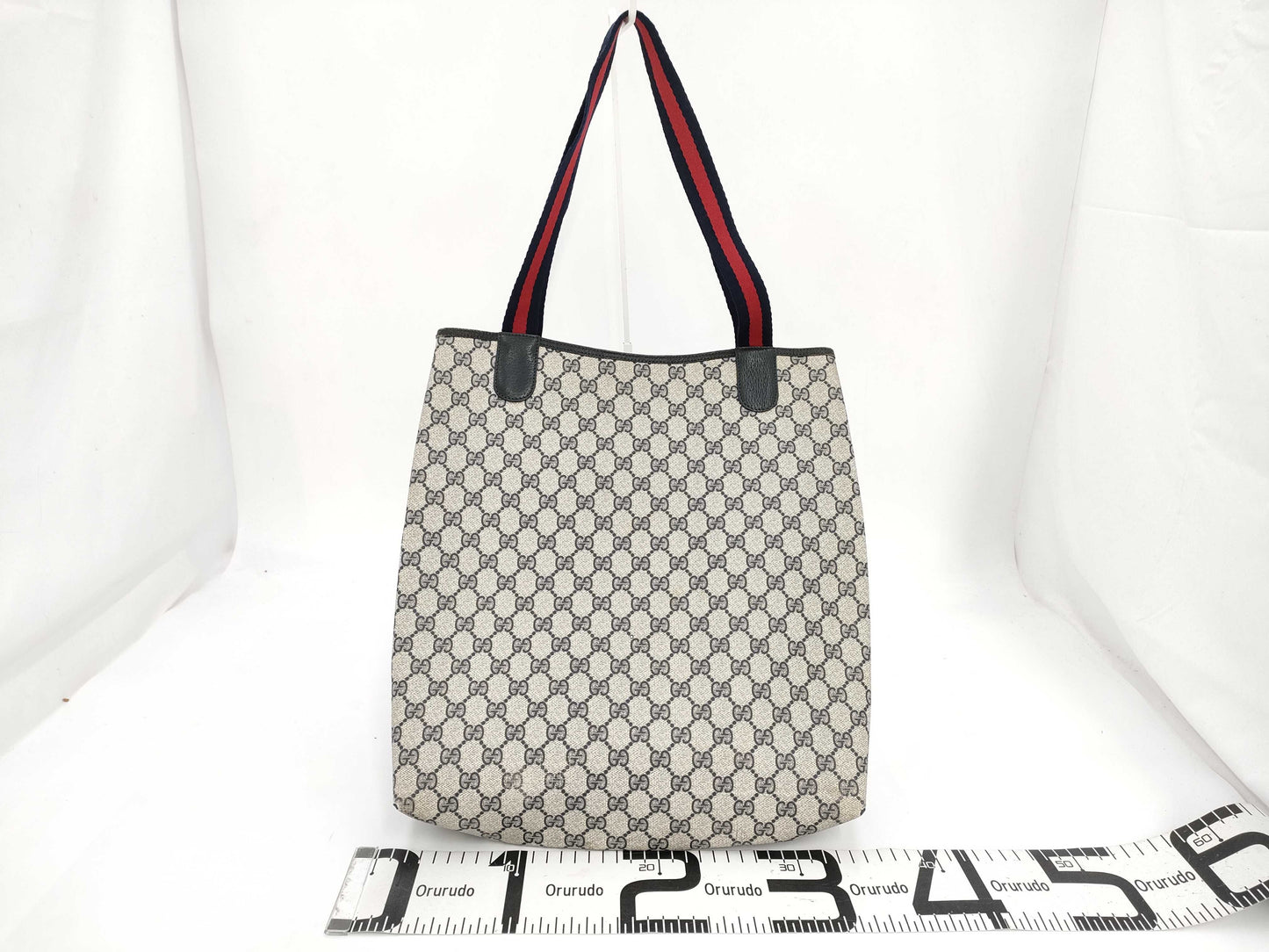 GUCCI Sherry Line GG Supreme Tote Bag 904.02.003 Gray x Navy Tote Bag