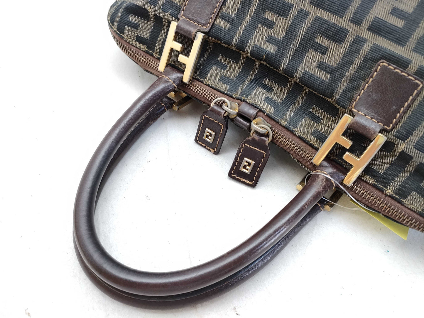 FENDI Zucca pattern Fendi Zucca nylon canvas and leather tote bag, brown