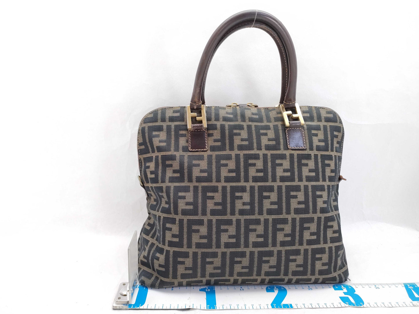 FENDI Zucca pattern Fendi Zucca nylon canvas and leather tote bag, brown