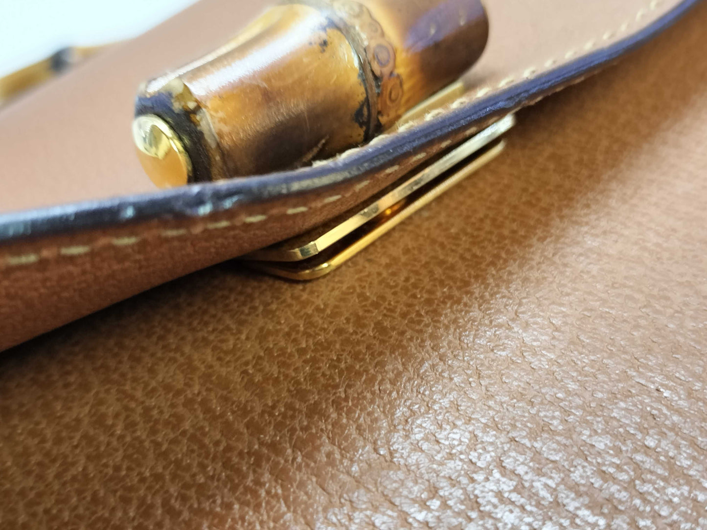 GUCCI Bamboo Leather Briefcase 015.1046.3304 Camel Business Bag