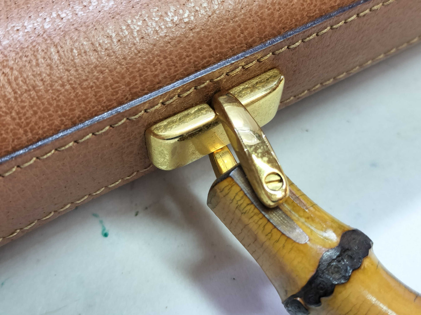 GUCCI Bamboo Leather Briefcase 015.1046.3304 Camel Business Bag