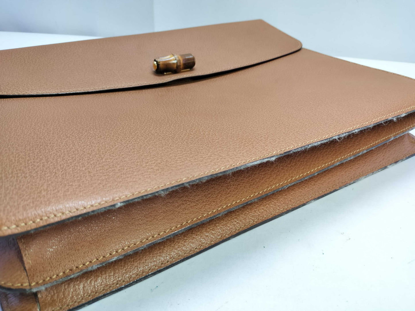 GUCCI Bamboo Leather Briefcase 015.1046.3304 Camel Business Bag