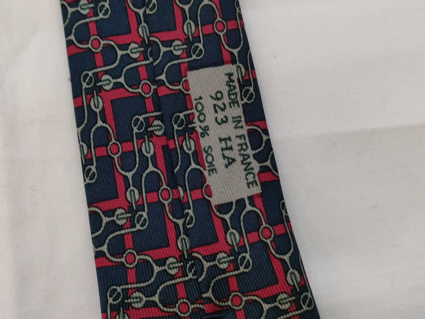 HERMES All-Over Print Silk Tie Navy Other Accessories