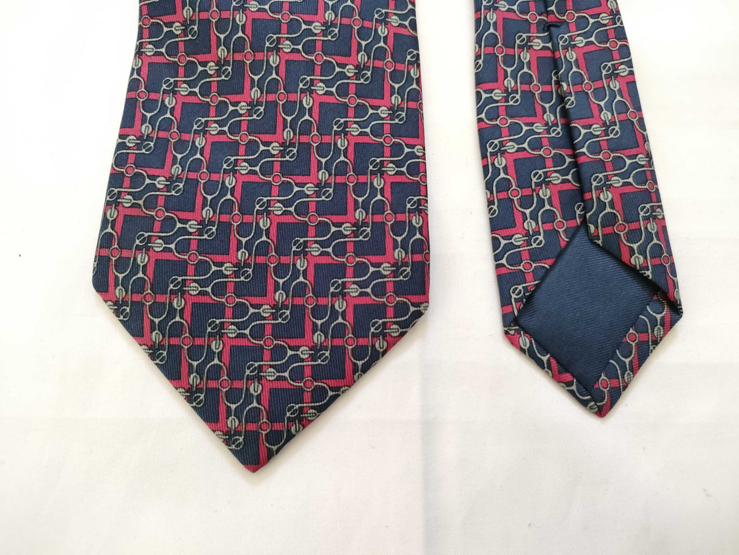 HERMES All-Over Print Silk Tie Navy Other Accessories