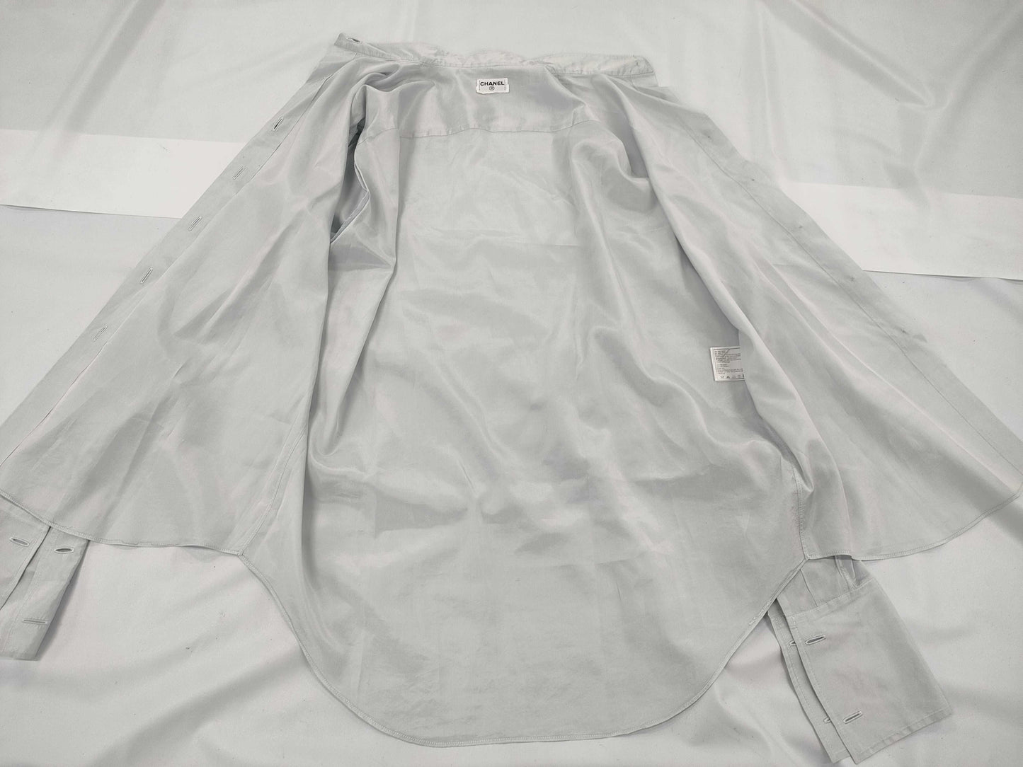CHANEL Silk Shirt Blue Shirt