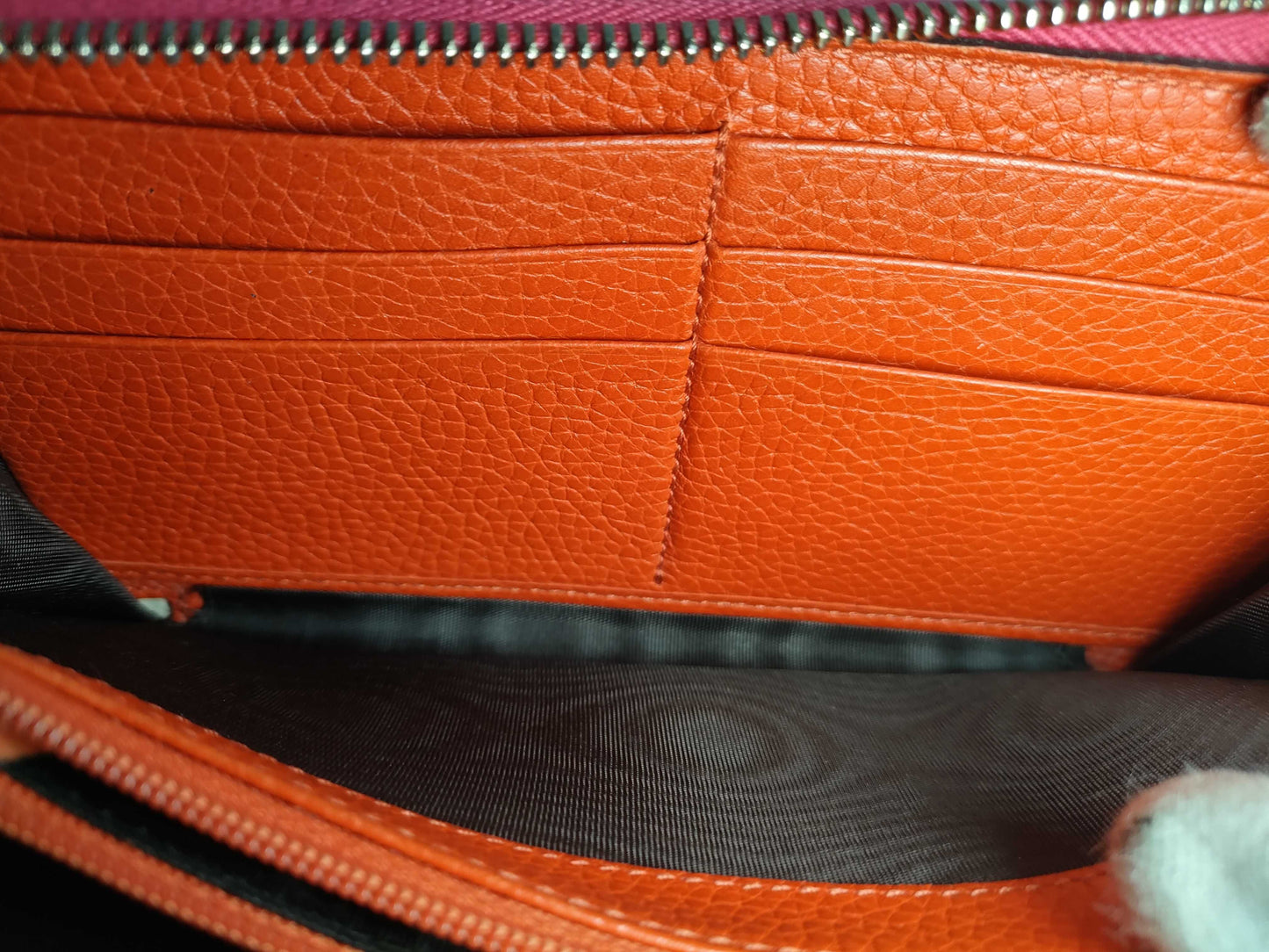 GUCCI Bamboo Leather Round Zip Long Wallet 307984・1147 Pink x Orange Wallet