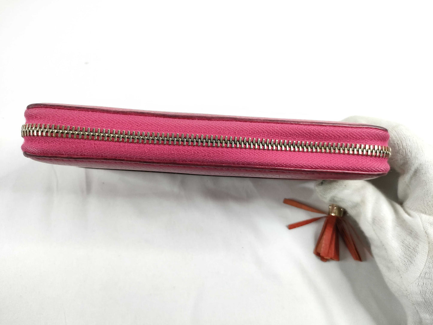 GUCCI Bamboo Leather Round Zip Long Wallet 307984・1147 Pink x Orange Wallet