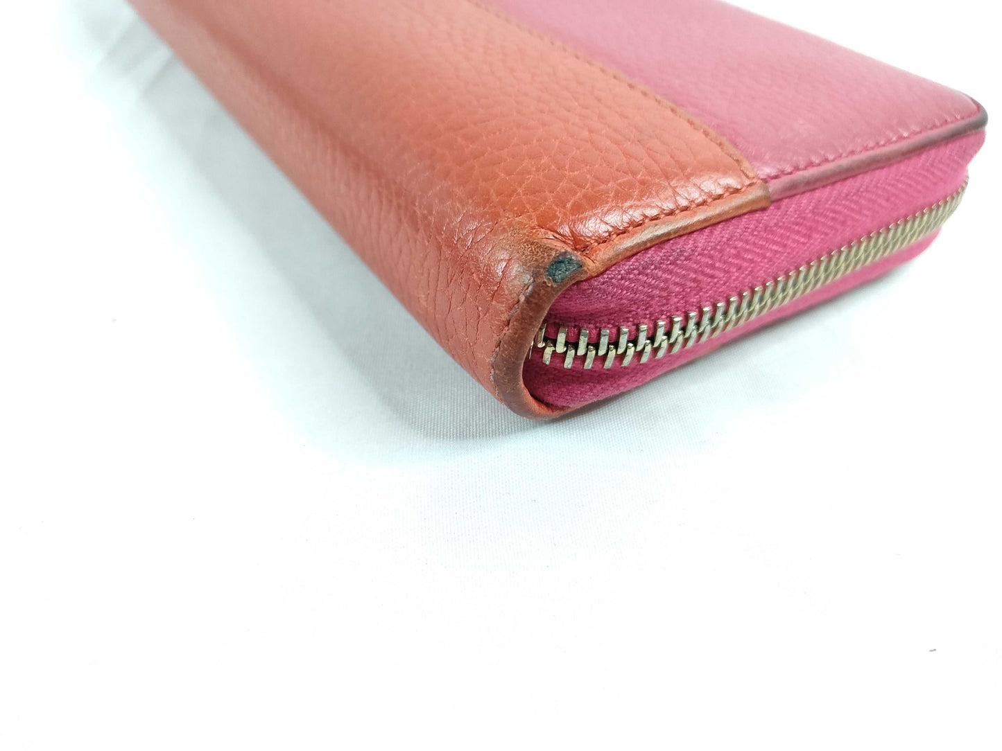 GUCCI Bamboo Leather Round Zip Long Wallet 307984・1147 Pink x Orange Wallet