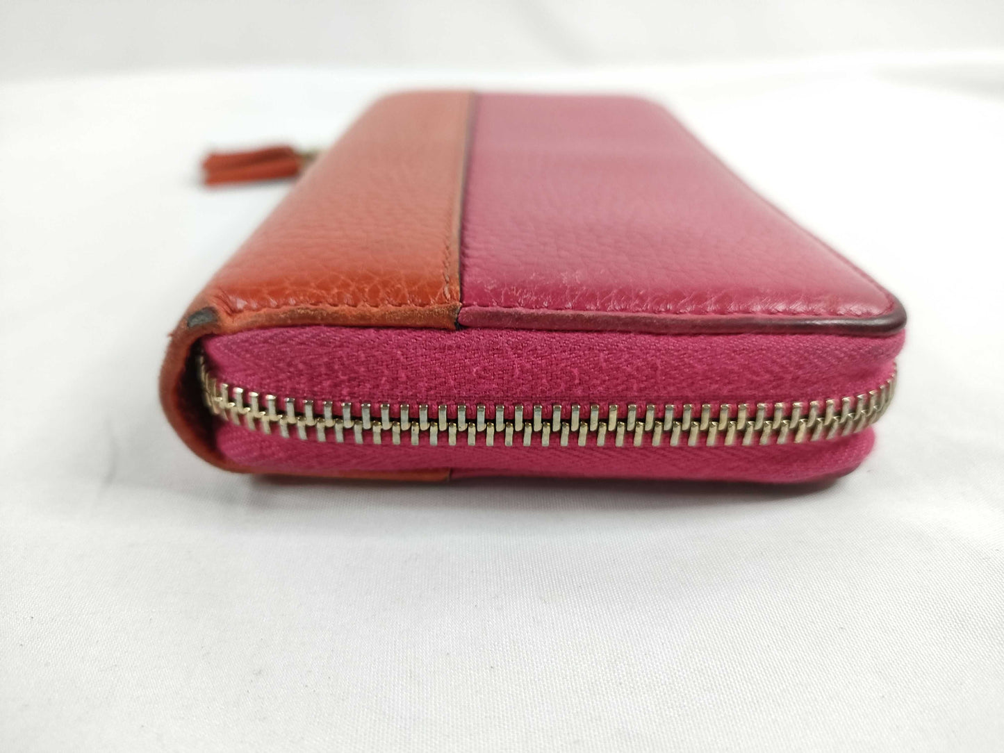 GUCCI Bamboo Leather Round Zip Long Wallet 307984・1147 Pink x Orange Wallet