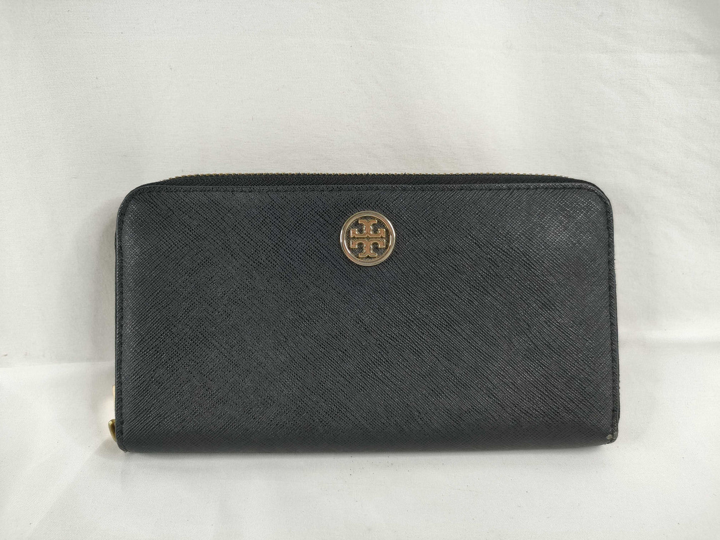 Tory Burch PVC Round Zip Long Wallet Black Wallet