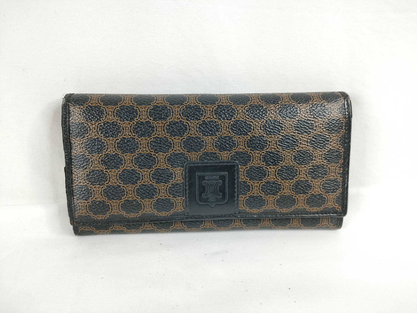 CELINE Macadam PVC Long Wallet, Size M/96, Brown x Black