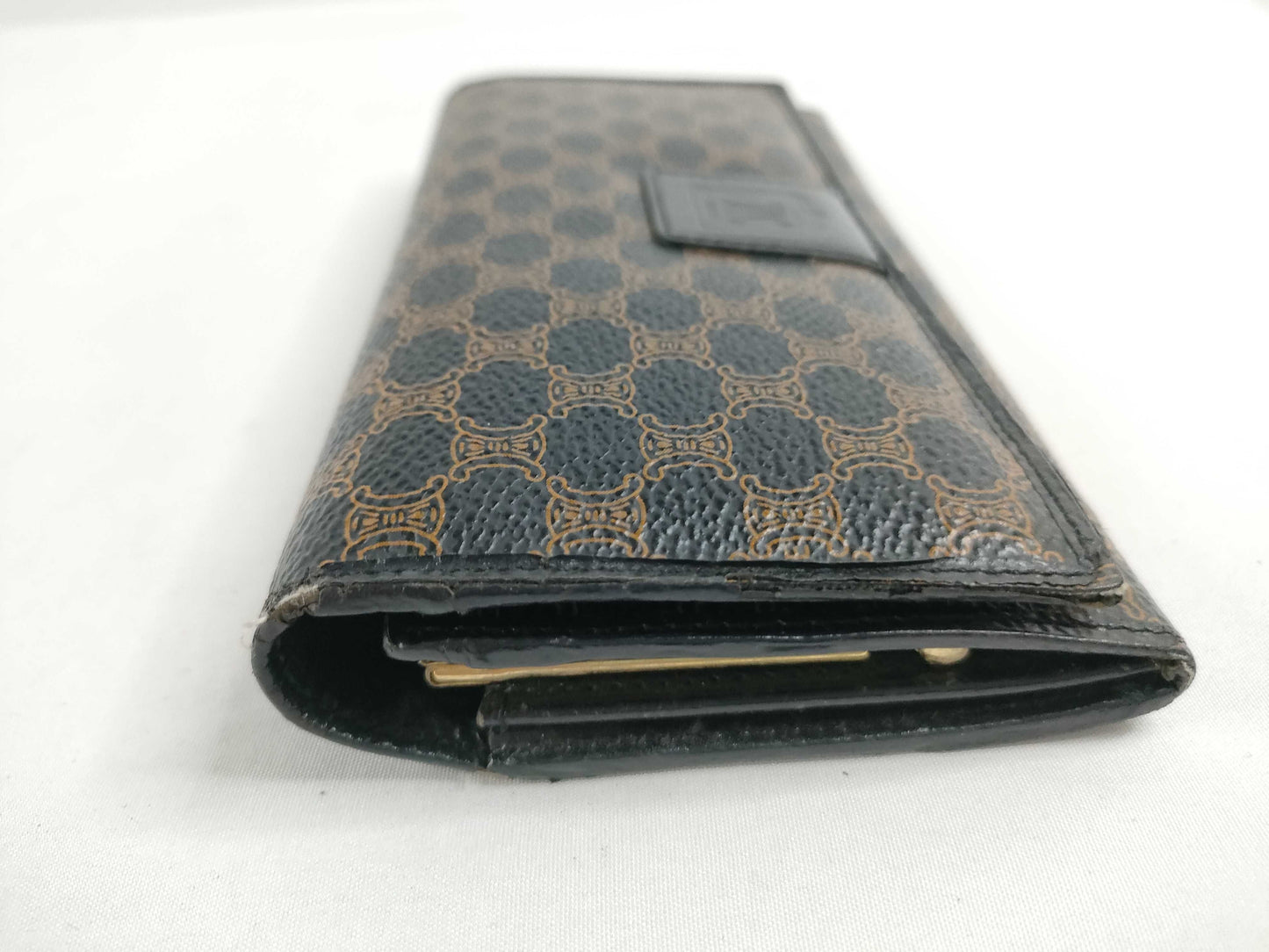 CELINE Macadam PVC Long Wallet, Size M/96, Brown x Black