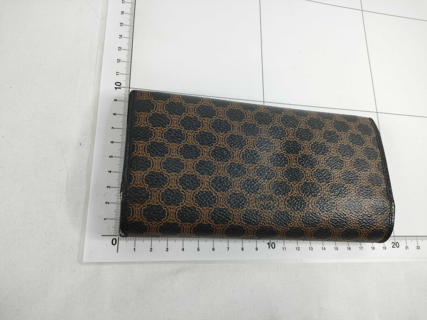 CELINE Macadam PVC Long Wallet, Size M/96, Brown x Black