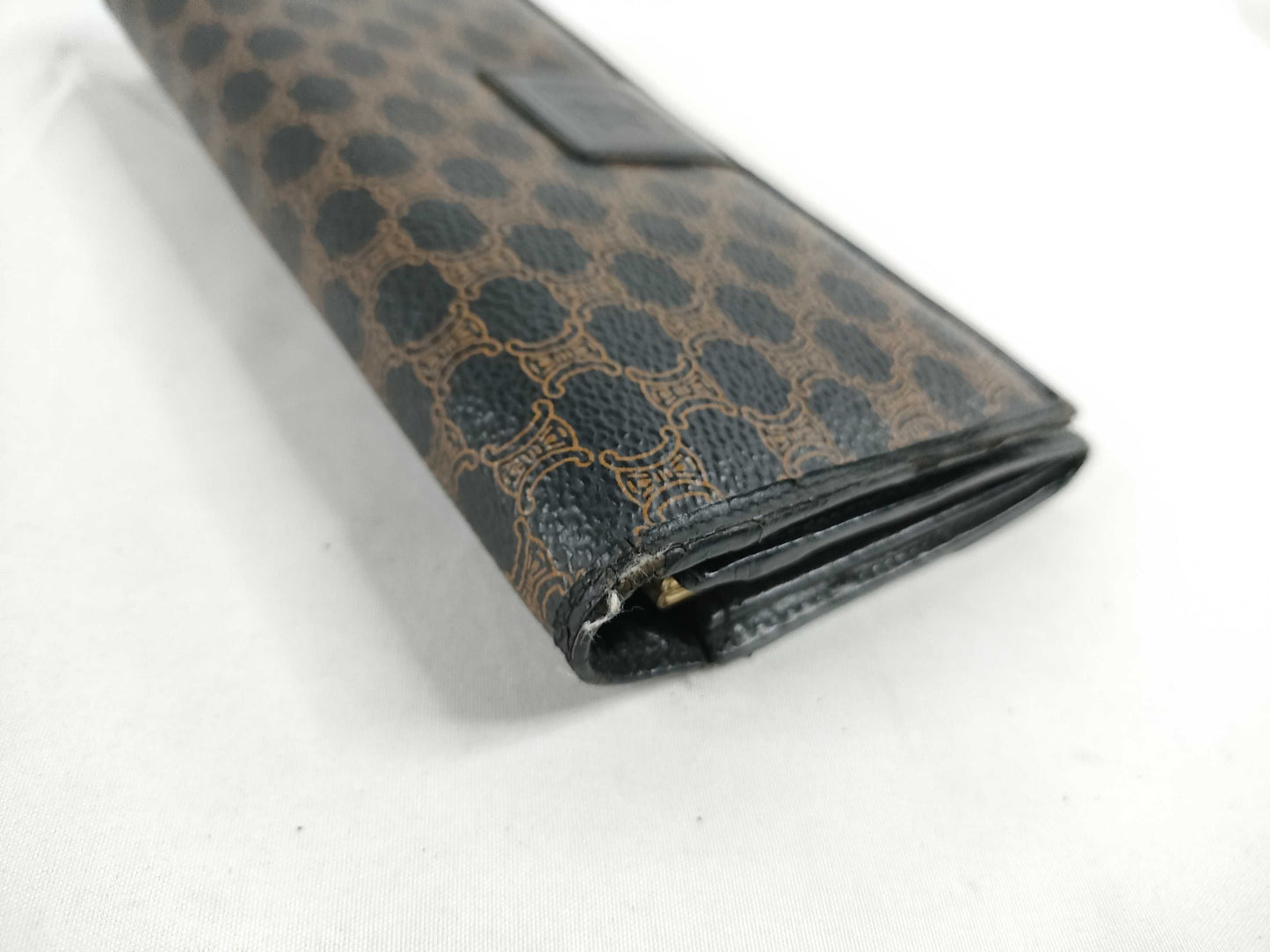 CELINE Macadam PVC Long Wallet, Size M/96, Brown x Black