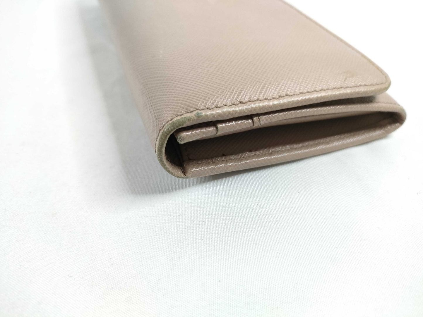 PRADA Saffiano Metal Bifold Long Wallet 1M1132 Pink Beige Wallet