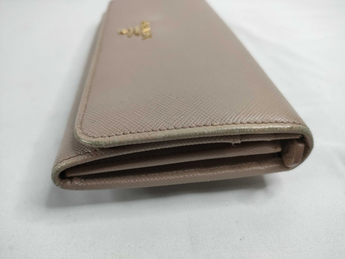 PRADA Saffiano Metal Bifold Long Wallet 1M1132 Pink Beige Wallet